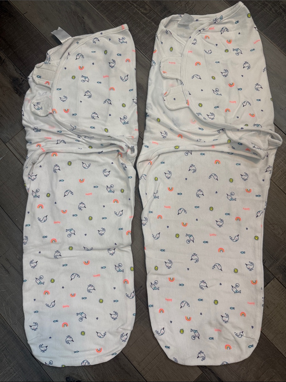 Carter's White Swaddle Sleep Sacks with Navy and Coral Accents